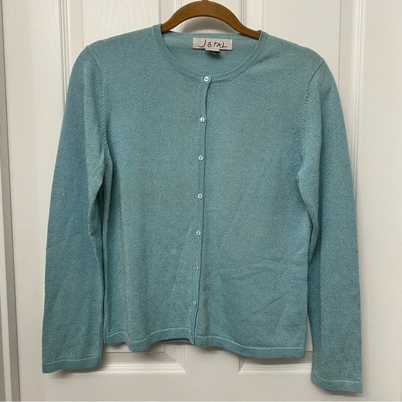 Jetal Button Up Silk Blend Cardigan Metallic Size Small Womens - Picture 1 of 8